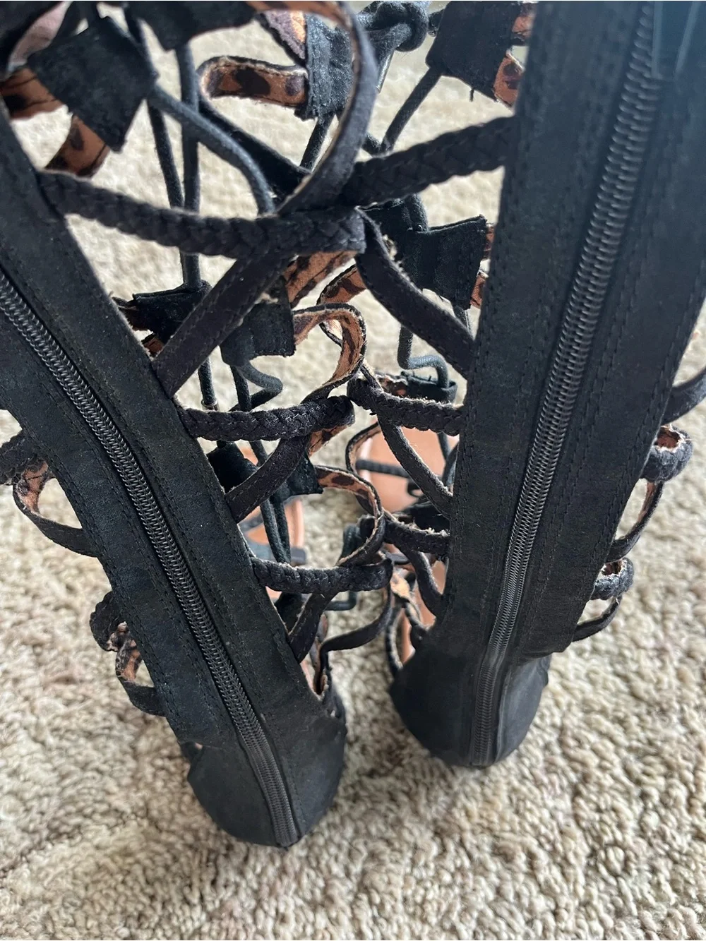 Justice Black Lace-Up Gladiator Sandals